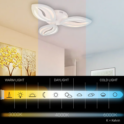Żyrandol LED ORCHID 39W z pilotem, 3 płatki, światło zimne/ciepłe/neutralne, ściemnialny, biały 
