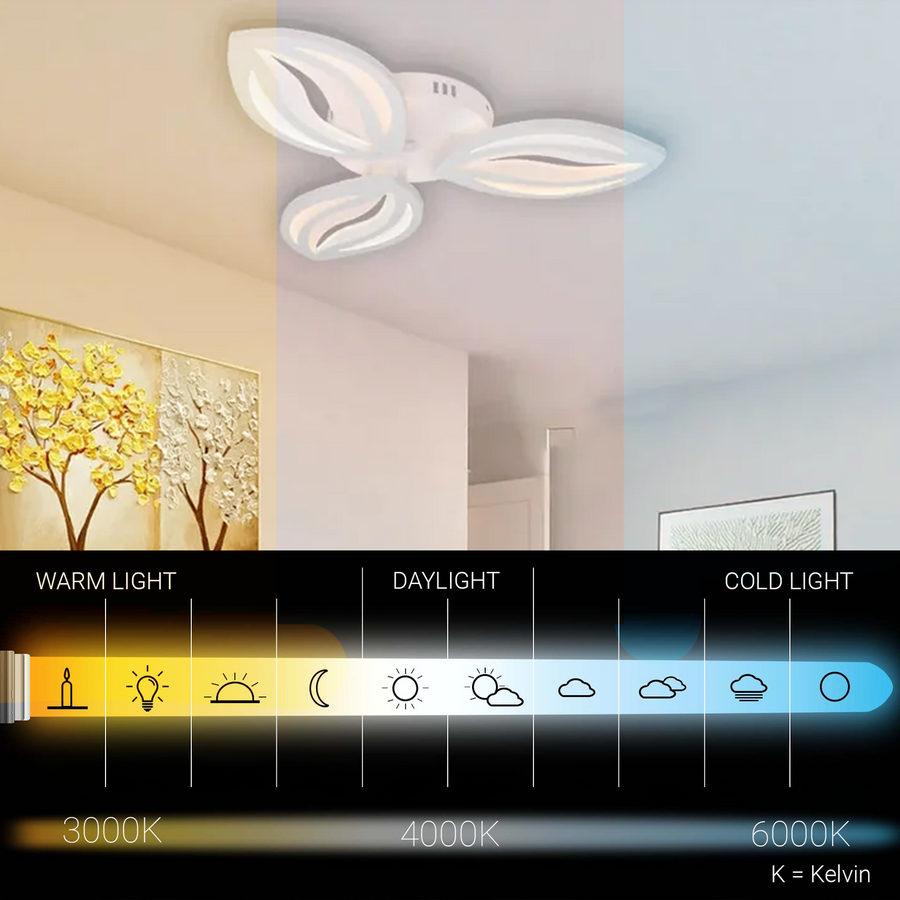 Żyrandol LED ORCHID 39W z pilotem, 3 płatki, światło zimne/ciepłe/neutralne, ściemnialny, biały 