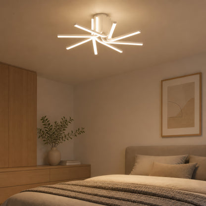 Żyrandol LED IBANE z pilotem, 8 źródeł, 3000K/4000K/6000K, 128W, Metal i Silikon, Biały