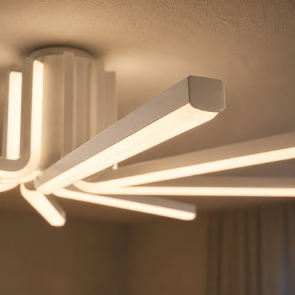 Żyrandol LED IBANE z pilotem, 8 źródeł, 3000K/4000K/6000K, 128W, Metal i Silikon, Biały