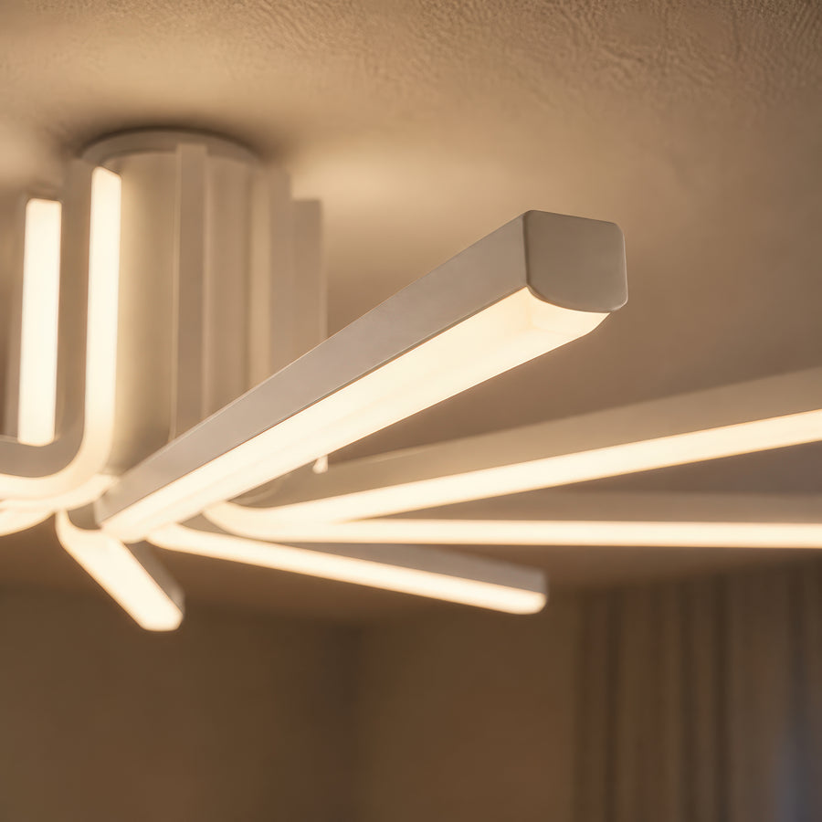 Żyrandol LED IBANE z pilotem, 8 źródeł, 3000K/4000K/6000K, 128W, Metal i Silikon, Biały