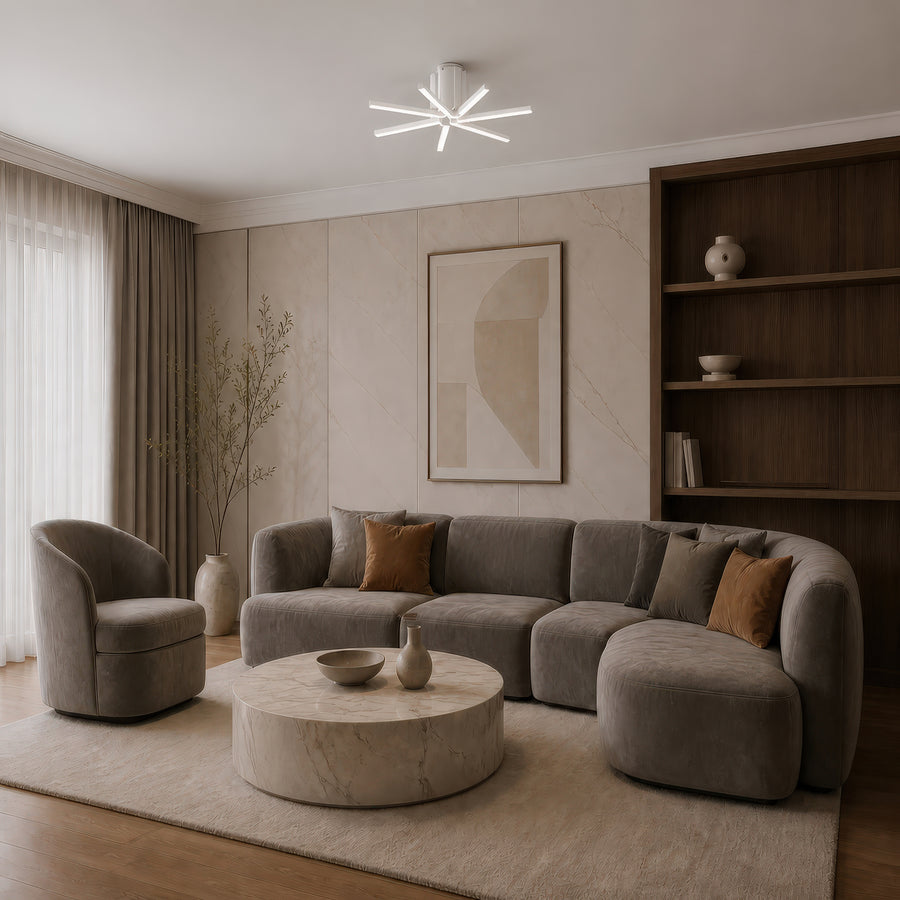 Żyrandol LED IBANE z pilotem, 8 źródeł, 3000K/4000K/6000K, 128W, Metal i Silikon, Biały