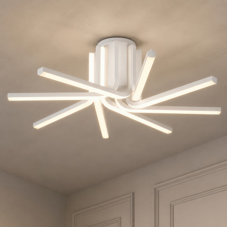 Żyrandol LED IBANE z pilotem, 8 źródeł, 3000K/4000K/6000K, 128W, Metal i Silikon, Biały