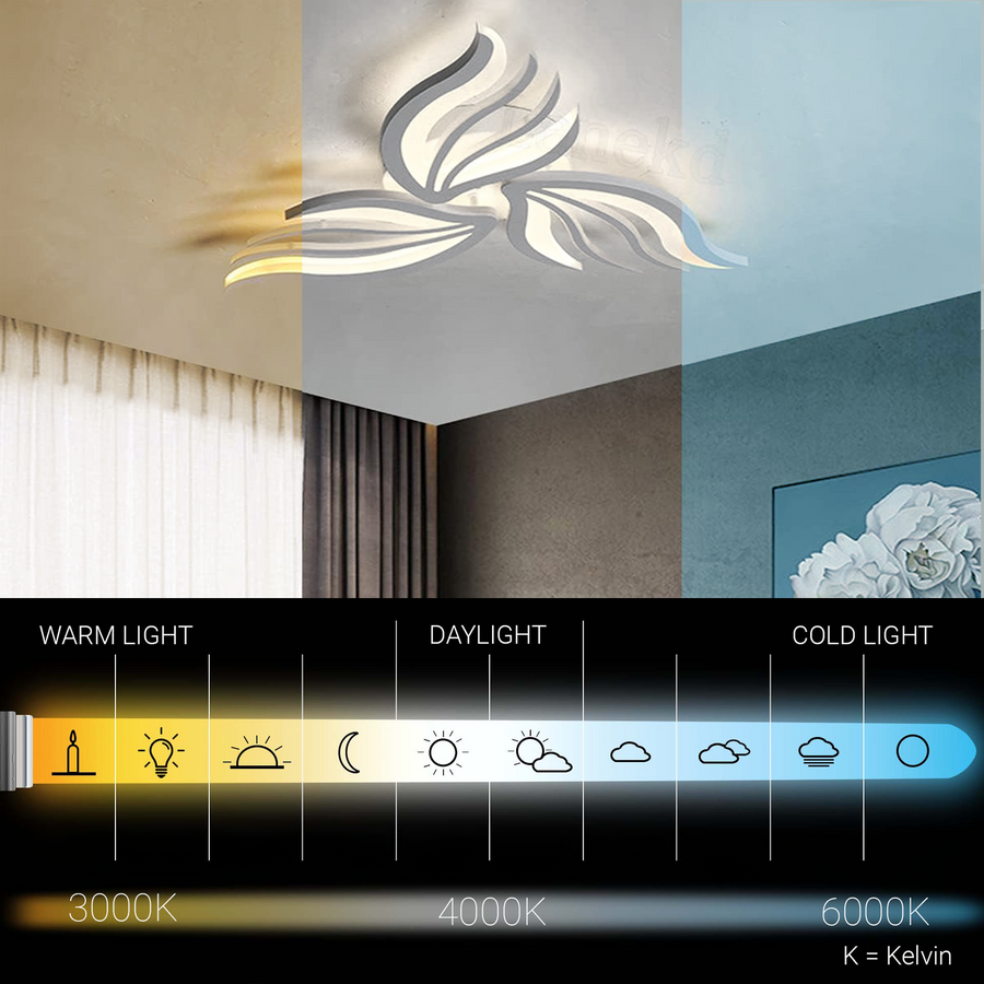 Żyrandol LED SAKURA 37W z pilotem, 3 płatki, światło zimne/ciepłe/neutralne, ściemnialny, biały 