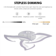 Żyrandol LED z pilotem LOTUS 34W, 3 płatki, światło zimne/ciepłe/neutralne, ściemnialny, biały