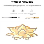 Żyrandol LED z pilotem LOTUS 92W, 9 płatków, światło zimne/ciepłe/neutralne, możliwość przyciemniania, biały