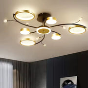 Żyrandol LED z pilotem KARINA, 61 W, 6 elementów, światło ciepłe/zimne/neutralne, ściemnialny, złoty 
