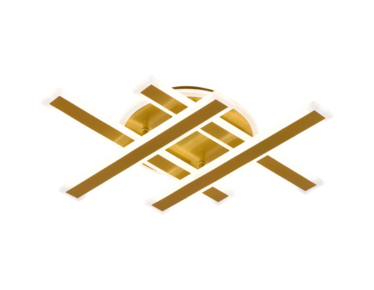 Żyrandol LED z pilotem LT755/4GD, 85W, 46*5,5*7,5, IP20, światło zimne/ciepłe/neutralne, możliwość przyciemniania, złoto, żelazo, pleksiglas