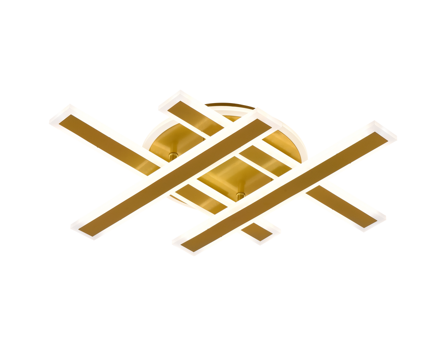 Żyrandol LED z pilotem LT755/4GD, 85W, 46*5,5*7,5, IP20, światło zimne/ciepłe/neutralne, możliwość przyciemniania, złoto, żelazo, pleksiglas