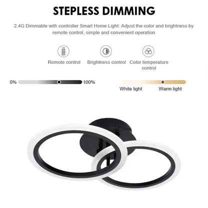 Żyrandol LED BETTY 28 W z pilotem, 2 okręgi, światło zimne/ciepłe/neutralne, ściemnialny, czarny