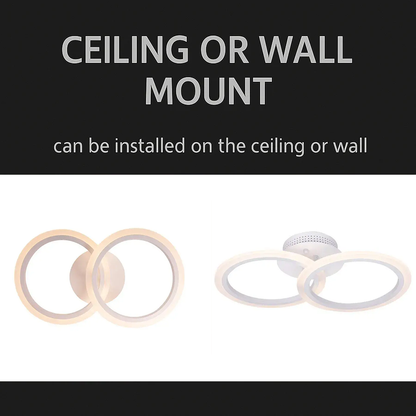 Żyrandol LED BETTY 28W z pilotem, 2 okręgi, światło zimne/ciepłe/neutralne, ściemnialny, biały