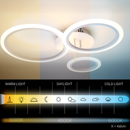 Żyrandol LED BETTY 41W z pilotem, 3 okręgi, światło zimne/ciepłe/neutralne, ściemnialny, biały