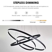 Żyrandol wiszący LED CASIANA 84W z pilotem, 3 okręgi, światło zimne/ciepłe/neutralne, ściemnialny, czarny, regulowana wysokość