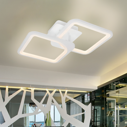 Żyrandol LED z pilotem ZOE 69W, 2 kwadraty, światło zimne/ciepłe/neutralne, ściemnialny, biały