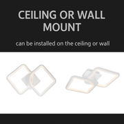 Żyrandol LED z pilotem ZOE 69W, 2 kwadraty, światło zimne/ciepłe/neutralne, ściemnialny, biały