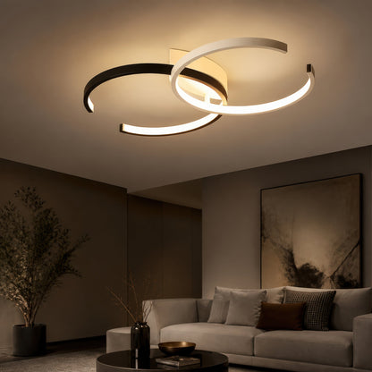 Żyrandol LED z pilotem VECTOR SEMIARC 40W, 2 elementy, światło zimne/ciepłe/neutralne, możliwość przyciemniania, czarny biały