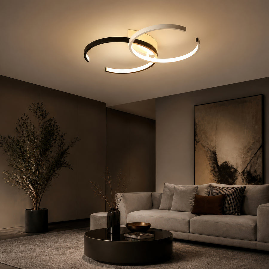 Żyrandol LED z pilotem VECTOR SEMIARC 40W, 2 elementy, światło zimne/ciepłe/neutralne, możliwość przyciemniania, czarny biały