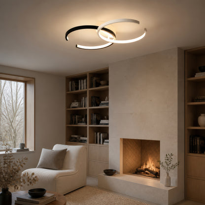 Żyrandol LED z pilotem VECTOR SEMIARC 40W, 2 elementy, światło zimne/ciepłe/neutralne, możliwość przyciemniania, czarny biały
