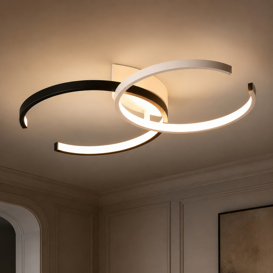 Żyrandol LED z pilotem VECTOR SEMIARC 40W, 2 elementy, światło zimne/ciepłe/neutralne, możliwość przyciemniania, czarny biały
