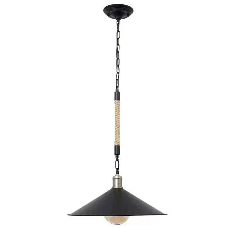Lustra Franghie LV570/1BK, 1xE27, Diametru 26.5 cm, Inaltime 11 cm, IP20, Maro, Negru, Metal si Sfoara Lustre Vintage Default Title Alessandro Design