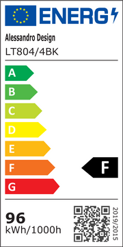 Żyrandol LED z pilotem SUSAN 96W, 4 kwadraty, światło zimne/ciepłe/neutralne, możliwość przyciemniania, czarny
