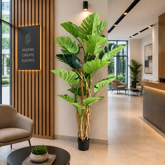 Sztuczna roślina typu Monstera Deliciosa, 17 liści, 220 cm, zielona