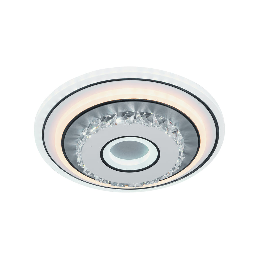 Żyrandol kryształowy LED MITA 28W, średnica 20 cm, okrągły, światło zimne/ciepłe/neutralne, biały
