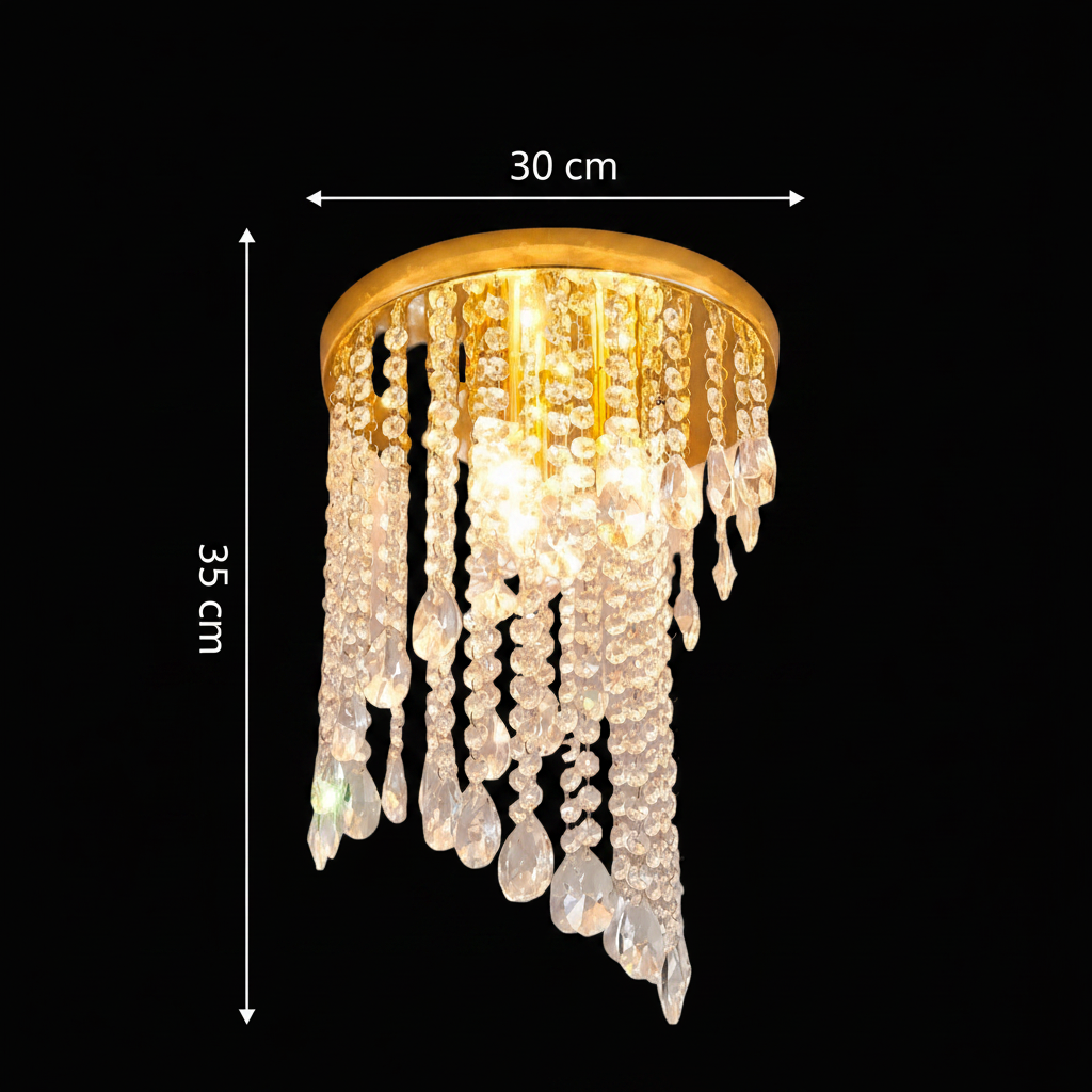 Kryształowy żyrandol LINDERHOF Petito, średnica 30 cm, 2xE14, błyszczące złote żyrandole i kryształy LED Domyślny tytuł Alessandro Design