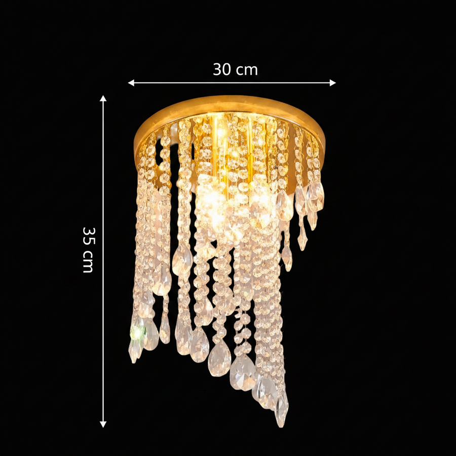 Kryształowy żyrandol LINDERHOF Petito, średnica 30 cm, 2xE14, błyszczące złote żyrandole i kryształy LED Domyślny tytuł Alessandro Design