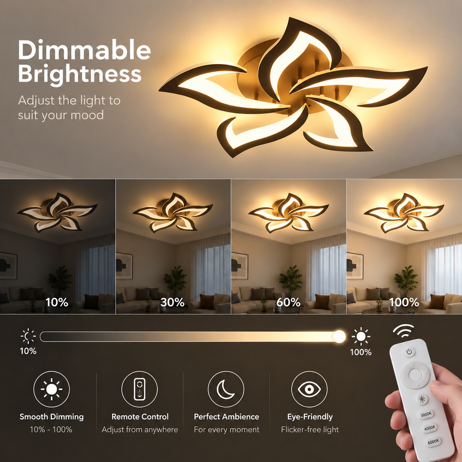 Żyrandol LED z Pilotem LT660/5BK, 5 Elementów, 54W, Światło 3000/4000/6000K, Czarny, Regulowana Wysokość