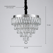 Żyrandol LED RIGO Crystal z pilotem Nobile średnica 39cm, błyszczący chrom, regulowana wysokość, metal i kryształ