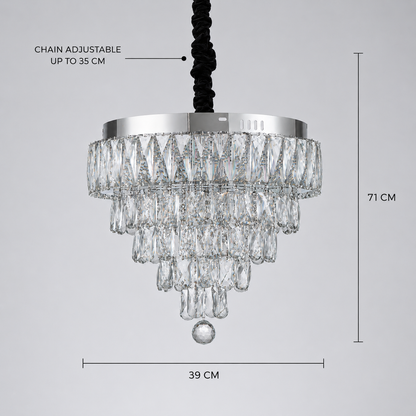 Żyrandol LED RIGO Crystal z pilotem Nobile średnica 39cm, błyszczący chrom, regulowana wysokość, metal i kryształ