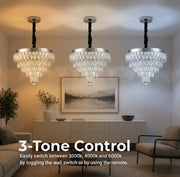 Żyrandol LED RIGO Crystal z pilotem Nobile średnica 39cm, błyszczący chrom, regulowana wysokość, metal i kryształ