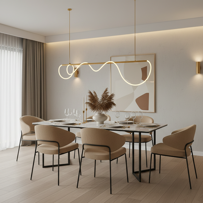 Żyrandol LED DIVINO z elastyczną rurką silikonową - 62W, regulowane światło, złoty