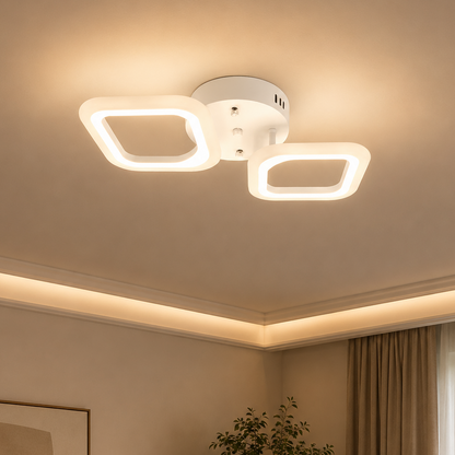 Żyrandol LED ERIKA 27W, 2 Kwadraty, Światło Neutralne, Biały