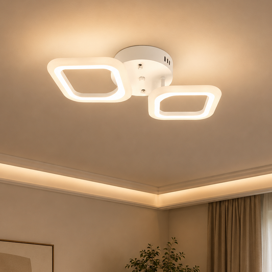 Żyrandol LED ERIKA 27W, 2 Kwadraty, Światło Neutralne, Biały