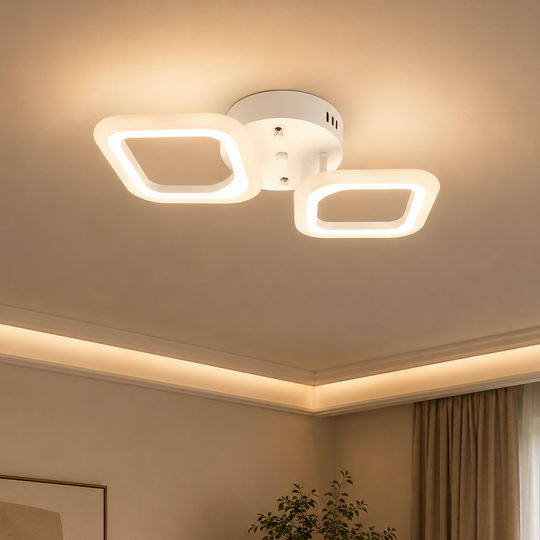 Żyrandol LED ERIKA 27W, 2 Kwadraty, Światło Neutralne, Biały