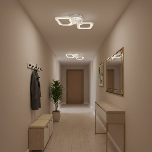 Żyrandol LED ERIKA 11W, 2 kwadraty, światło neutralne, biały