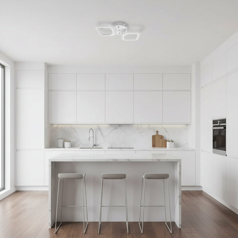 Żyrandol LED ERIKA 27W, 2 kwadraty, światło neutralne, białe stosowane żyrandole LED Domyślny tytuł Alessandro Design