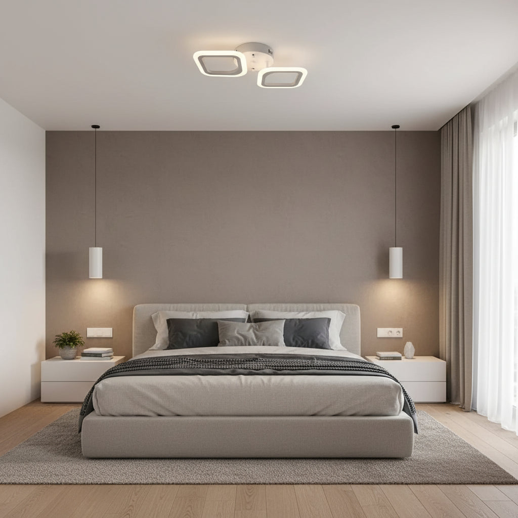Żyrandol LED ERIKA 27W, 2 kwadraty, światło neutralne, białe stosowane żyrandole LED Domyślny tytuł Alessandro Design