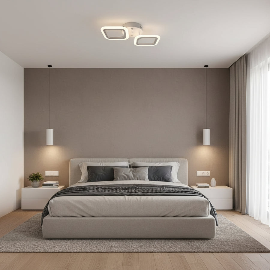 Żyrandol LED ERIKA 27W, 2 kwadraty, światło neutralne, białe stosowane żyrandole LED Domyślny tytuł Alessandro Design