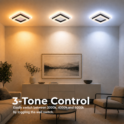Żyrandol LED MODERN 25W, długość 20 cm, kwadrat, światło zimne/ciepłe/neutralne, czarny