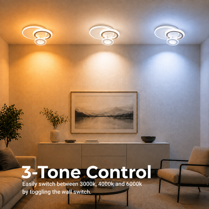 Żyrandol LED NYXORA 44W, 3 koła, światło zimne/ciepłe/neutralne, biały