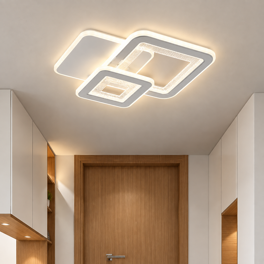 Żyrandol LED SQUARE 57W, 3 kwadraty, światło zimne/ciepłe/neutralne, biały