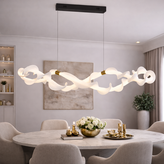 Zawieszany akrylowy żyrandol LED UNDA Infinity, 36W, ciepłe/neutralne/zimne światło 3000/4000/6000K, złoty biały, regulowana wysokość Nowoczesne żyrandole Domyślny tytuł Alessandro Design