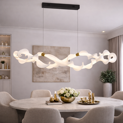 Podwieszany żyrandol akrylowy LED UNDA Infinity, 36W, światło ciepłe/neutralne/zimne 3000/4000/6000K, złoty biały, regulowana wysokość