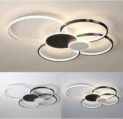 Żyrandol LED z pilotem, KILLIAN, 74W, 6 kółek, światło zimne/ciepłe/neutralne 3000K/4000K/6000K, możliwość przyciemniania, czarno-białe, metalowe i akrylowe Żyrandole LED z pilotem Domyślny tytuł Alessandro Design