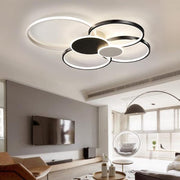 Żyrandol LED z pilotem, KILLIAN, 74W, 6 kółek, światło zimne/ciepłe/neutralne 3000K/4000K/6000K, możliwość przyciemniania, czarno-białe, metalowe i akrylowe Żyrandole LED z pilotem Domyślny tytuł Alessandro Design