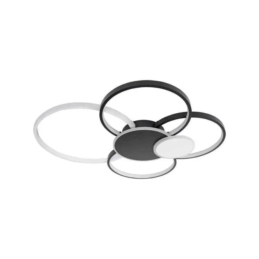 Żyrandol LED z pilotem, KILLIAN, 74W, 6 kółek, światło zimne/ciepłe/neutralne 3000K/4000K/6000K, możliwość przyciemniania, czarno-białe, metalowe i akrylowe Żyrandole LED z pilotem Domyślny tytuł Alessandro Design