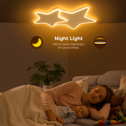 Żyrandol LED z pilotem 41W, gwiazdki, światło zimne/ciepłe/neutralne, możliwość przyciemniania, biały